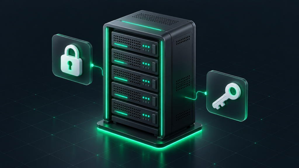 A conceptual neumorphic isometric vector illustration explaining what is an SSH key and how key pairs work.